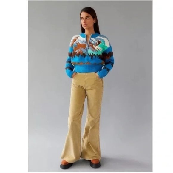 UO BDG Jesse Half-Zip Sweater Size M NWT Graphic Landscape Urban Outfitters - Picture 2 of 9